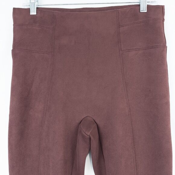 Spanx Faux Suede Leggings Womens Large Dark Terracotta Brown Shaping Fall 20322R - Picture 6 of 13
